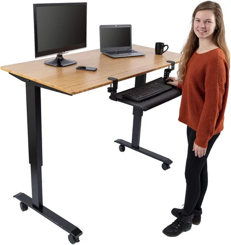 Vista 2 de Stand Up Desk Store - Bandeja ajustable y retráctil para teclado, con abrazadera compacta, debajo del escritorio, optimización de espacio, 25 x 11.5