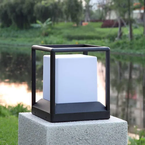 Vista 3 de Lámpara de poste moderna IP54 impermeable de aluminio LED lámpara de valla jardín paisaje césped linterna al aire libre columna luz cubierta