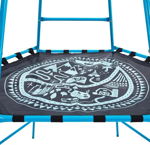 Vista 9 de Explorer 2 Jungle Gym - Juego de escalada con marco de acero ajustable, toldo y plataforma resistentes a la intemperie, juego al aire libre