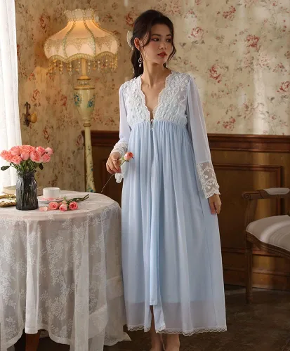 Vista 5 de Sharebeauty Camisón estilo palacio victoriano vintage súper suave modal viscosa rayón