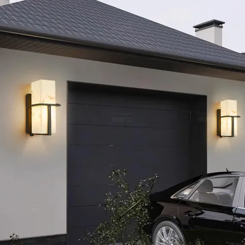 Vista 6 de Linterna de pared industrial con sensor de anochecer a amanecer, impermeable, moderna, para montaje en pared, con botón de fotocélula y fotocélula