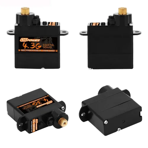 Vista 2 de 2 mini servos 4.3G, servomotor micro digital a control remoto, engranaje de metal, servos de dirección sin núcleo para helicóptero de ala fija