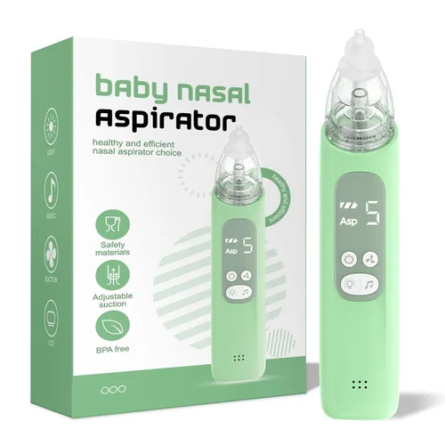 Vista 9 de X-Bosak Aspirador nasal para bebé, ventosa nasal eléctrica para bebé, succión de mocos con 5 niveles de succión, luz calmante y rimas infantiles