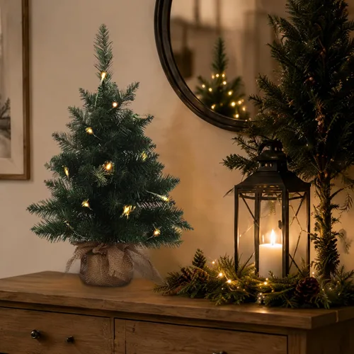 Vista 7 de Mini árbol de Navidad artificial preiluminado de 20 pulgadas