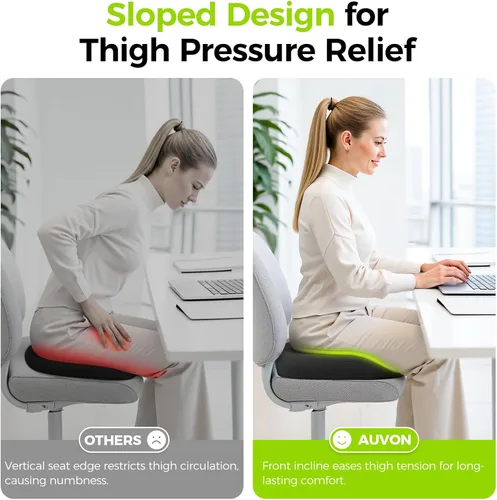 Vista 5 de AUVON Almohada de asiento con forma de dónut de cuidado sensible para hemorroides y post-cirugía, alivio de ciática, cojines de silla