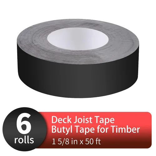 Vista 2 de DPEI Cinta de viguetas para terrazas – Cinta de butilo intermitente, 1-5/8 pies x 50 pies – Negro, resistente a la intemperie, autoadhesiva, 6 rollos