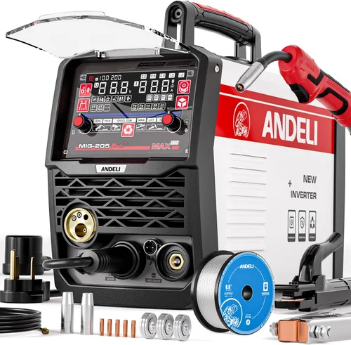 Vista 4 de ANDELI Soldador multiproceso, 8 en 1 cortador de plasma/pulsado MIG/HF TIG/núcleo de flujo/frío/limpio/palo máquina de soldadura de aluminio