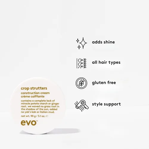 Vista 3 de EVO Crop Strutters - Crema para todo tipo de cabello - Definición, textura y pasta de sujeción media, 3.17 onzas Construction cream adds texture