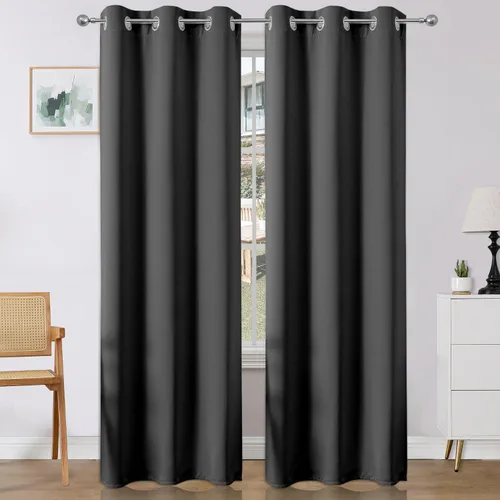 Vista 6 de Joydeco Cortinas opacas para dormitorio de 72 pulgadas de largo, 2 paneles de cortinas con aislamiento térmico para oscurecer la habitación
