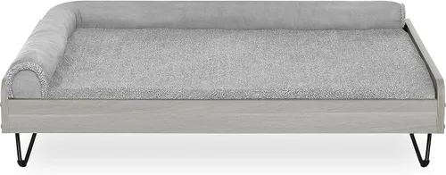 Vista 8 de Cama de madera para perros con colchón resistente al agua, cama elevada para mascotas pequeña a mediana con colchón relajante, certificado