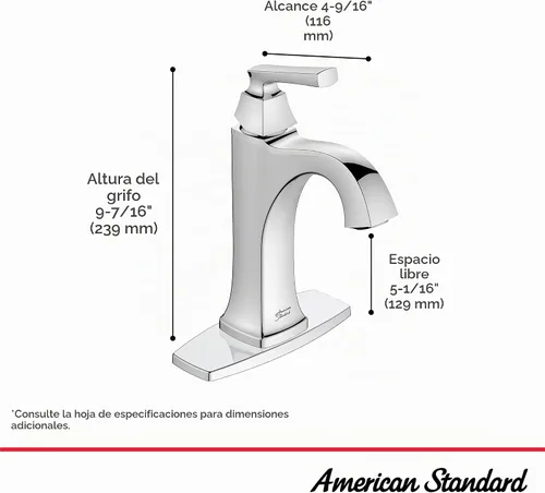 Vista 5 de American Standard 7426101.002 Belmeade - Grifo de baño monomando, 1.2 GPM, cromado