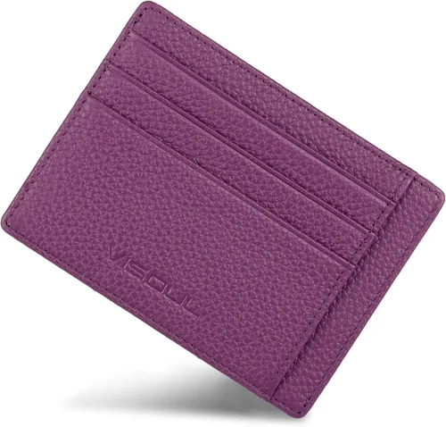 Vista 9 de VISOUL Soporte delgado para tarjetas de crédito para mujer, bloqueo RFID, cartera pequeña de cuero para mujer con bolsillo para monedas