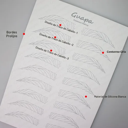 Vista 2 de Guapa 3 patrones avanzados de trazos de cabello de silicona permanente, práctica de maquillaje, piel de látex para práctica de microblading