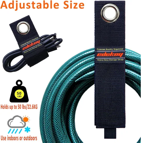 Vista 6 de Paquete de 19 correas de almacenamiento resistentes con capacidad para cables largos de 50 libras