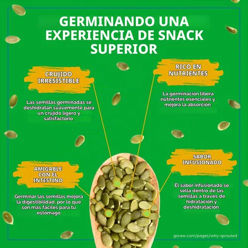 Vista 4 de Semillas germinadas y orgánicas mixtas Go Raw, 13 oz, sin sal, Keto, Kosher, superalimento