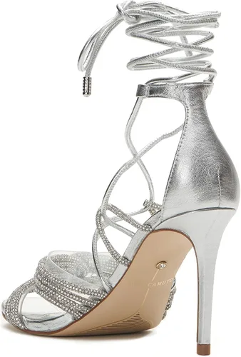Vista 6 de Vince Camuto Aimery - Sandalias de vestir con tacón envolvente para mujer, Transparente plateado
