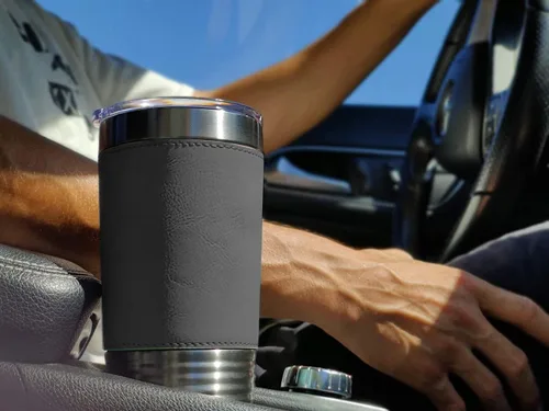 Vista 5 de LaserGram Vaso aislado al vacío de 20 onzas, cabeza de caballo 1, grabado personalizado incluido (piel sintética, gris)