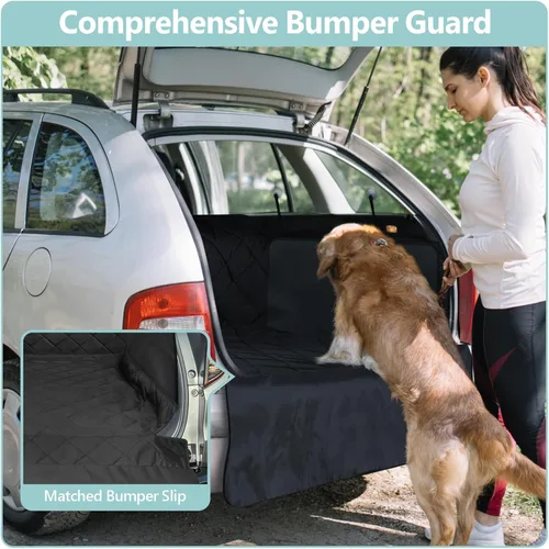 Vista 6 de Forro de carga SUV para perros con paredes laterales, cubierta de carga resistente para SUV Water Resistant, Bumper Flap, Non-Slip Trunk Mat, Rear