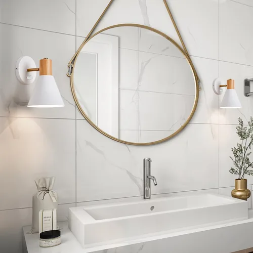 Vista 5 de Apliques de pared, lámpara de pared ajustable blanca para dormitorio industrial, iluminación de lavabo de baño para dormitorio, pasillo, sala
