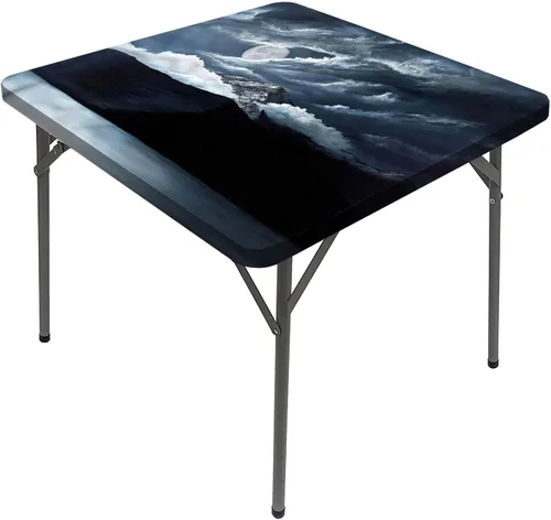 Vista 8 de Mantel cuadrado para mesa de paisaje, majestuosa escena matutina brumosa Triglav National Elástico, se adapta a mesas de 24 x 24 pulgadas