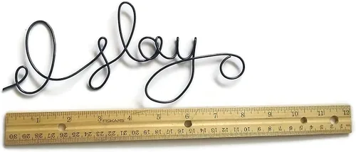 Vista 2 de Letrero artístico de pared con texto en inglés "I Slay Wire para pared de baño, dormitorio, sala de diva de 8 x 3 pulgadas (cobre)