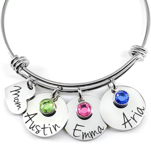 Vista 3 de Pulsera personalizada para la madre con nombres de niños, regalo del día de la madre para mamá, regalo personalizado para abuela, nana