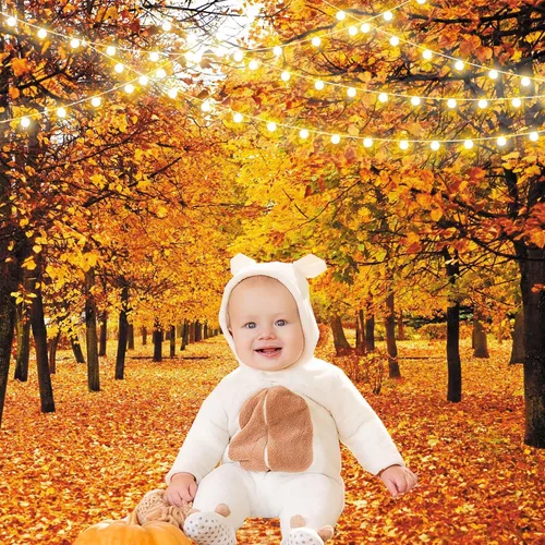 Vista 2 de Cartel de fondo de bosque de otoño de 5 x 7 pies para fotografía, paisaje natural, hojas de paisaje de otoño, decoraciones de fiesta de Acción