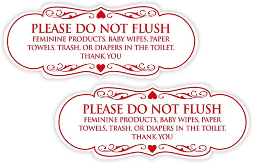 Vista 55 de Signs ByLITA Designer Please Do Not Flush Etiqutte Letrero (negro) - Pequeño 1 paquete