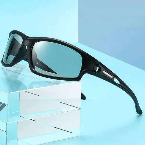Vista 3 de Gafas de sol fotocrómicas progresivas de lectura multienfoque para hombres envuelven con estilo deportivo de transición