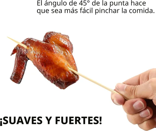 Vista 7 de 200 PIEZAS pinchos de bambú, palitos de comida de 6 pulgadas para aperitivos, frutas, brochetas a la parrilla, palillos de cóctel para bebidas