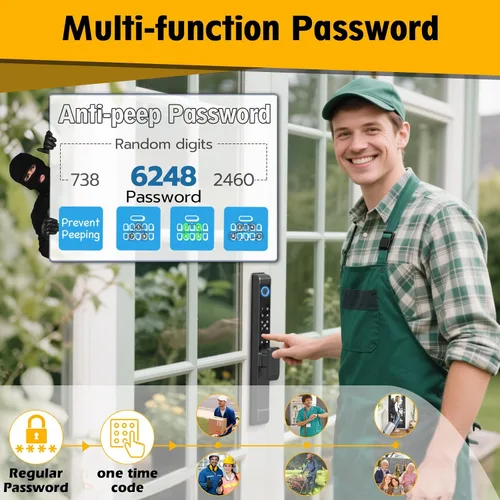 Vista 4 de Cerradura de puerta corrediza de vidrio, cerradura inteligente para puerta corrediza Eseesmart con teclado de código de huella dactilar, tarjeta
