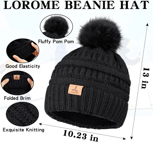 Vista 3 de Winter Hat Scarf Gloves and Ear Warmer, Knit Warm Beanie Hat Touch Screen Gloves Long Knitted Plaid Scarf Set Gifts for Women