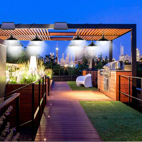 Vista 3 de ABZXT Luces solares colgantes mejoradas de doble bombilla, luces IP65 impermeables, lámpara automática del atardecer al amanecer con control remoto