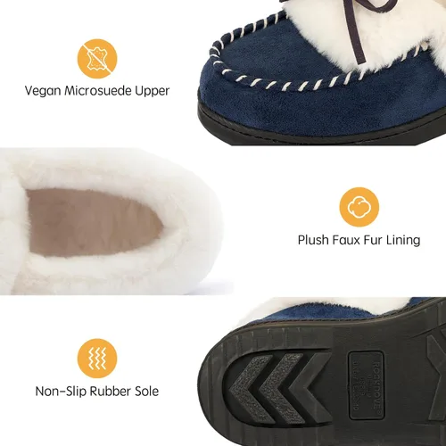 Vista 3 de RockDove Pantuflas de espuma viscoelástica de piel sintética para mujer