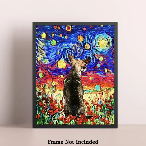 Vista 5 de Bestbuddy Pet 11 x 14 sin marco noche estrellada inspirada Chihuahua perro animales amante familia paz amor pintura al óleo impresión arte impresión