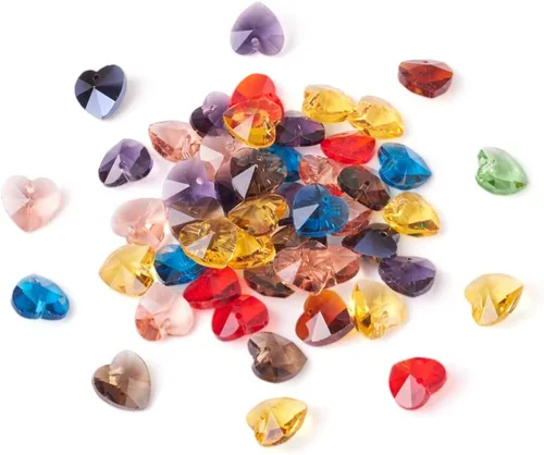 Vista 13 de Cheriswelry 96 dijes de cristal de mariposa transparente facetados, colgantes de corazón de amor, adornos colgantes de 51.732 in para hacer aretes