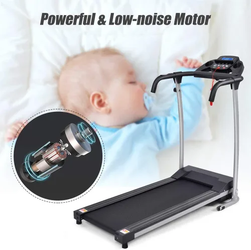 Vista 6 de Goplus Foldable Treadmill, Freestanding Portable Treadmill with 12 Preset Programs, LCD Monitor, Built-in Wheels & Pulse Sensor, Folding Compact