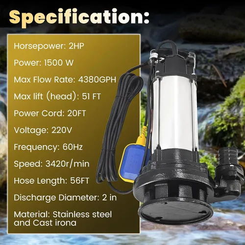 Vista 2 de Bomba de amoladora de aguas residuales de 220V 2HP con bomba