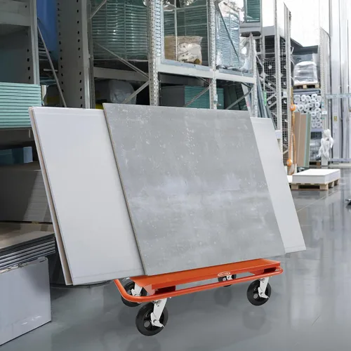Vista 3 de GypTool Carretilla resistente para láminas de yeso y carrito de panel con 4 ruedas giratorias - Naranja