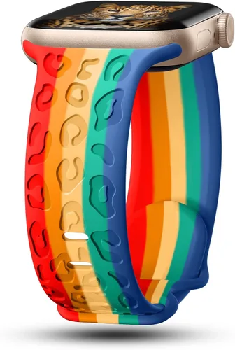 Vista 19 de CreateGreat Correas de leopardo grabadas compatibles con Apple Watch Band de 1.575 in 1.614 in 1.496 in 1.654 in 1.732 in 1.772 in 1.811 in 1.929 in
