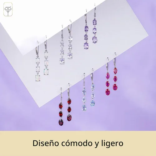 Vista 5 de 925 Sterling Silver Simulated Gemstone Dangle Earrings for Women