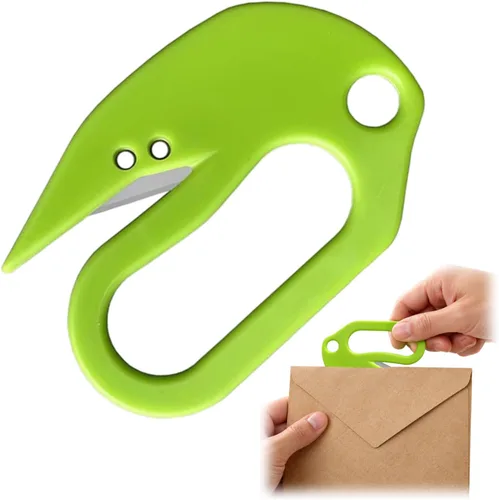 Vista 12 de Letter Opener Envelope Slitter Tool Concealed Blade Mail Opener with Ergonomic Comfort Grip, Compact Paper Cutter for Envelopes, Bubble Mailers Red