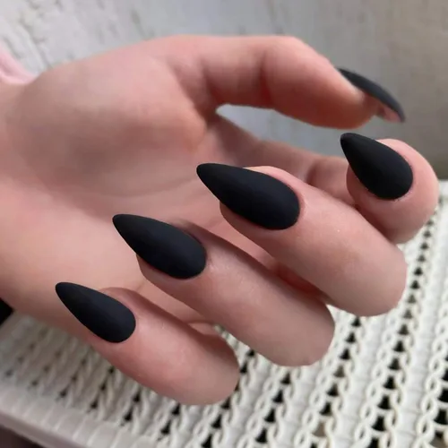 Vista 23 de Uñas postizas de presión con forma de almendra rosa de longitud media estilo stiletto, uñas artificiales de gel suave reutilizables acrílicas