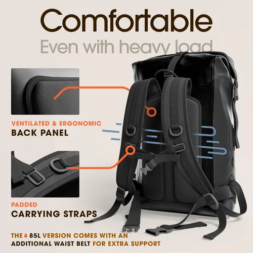 Vista 7 de Earth Pak Mochila impermeable - Mochila de senderismo resistente - Bolsa con cierre enrollable - Bolsa seca acolchada con carcasa impermeable