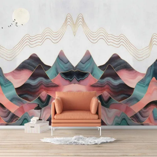 Vista 10 de SIGNFORD - Mural de pared de estilo nórdico con papel tapiz de paisaje natural extraíble para dormitorio o sala de estar.