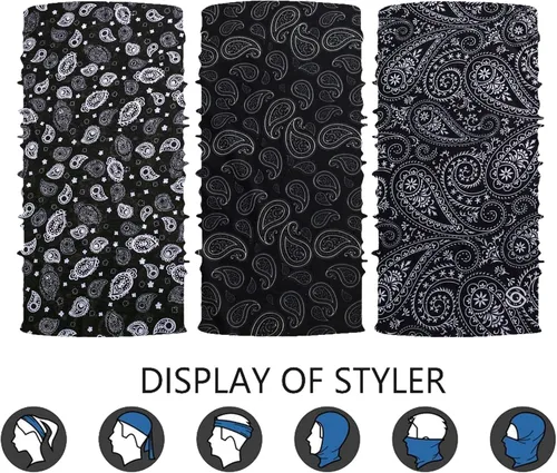 Vista 3 de Polaina para el cuello, bufanda, bandana, cubierta de tubo, pasamontañas, diadema para hombres y mujeres