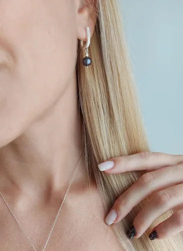 Vista 6 de Aretes de perlas de plata de ley 925 de pavo, hipoalergénicos, aretes de gota de perlas finas, regalo para mujer, Plata, Topacio amarillo