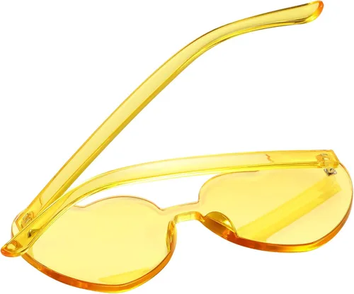 Vista 4 de Maxdot - Lentes de sol transparentes sin marco con forma de corazón para fiestas
