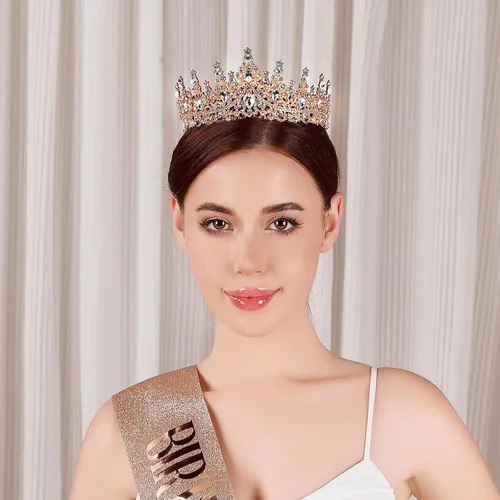 Vista 35 de Tiara para mujer, coronas de reina de cristal, tiaras de princesa con diamantes de imitación, accesorios para el cabello real perfectos para Plateado