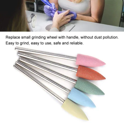 Vista 3 de Juego de 5 brocas de uñas, brocas de silicona para uñas, cabezal de pulido eléctrico de goma de silicona para manicura, pedicura, rebabas de pulido